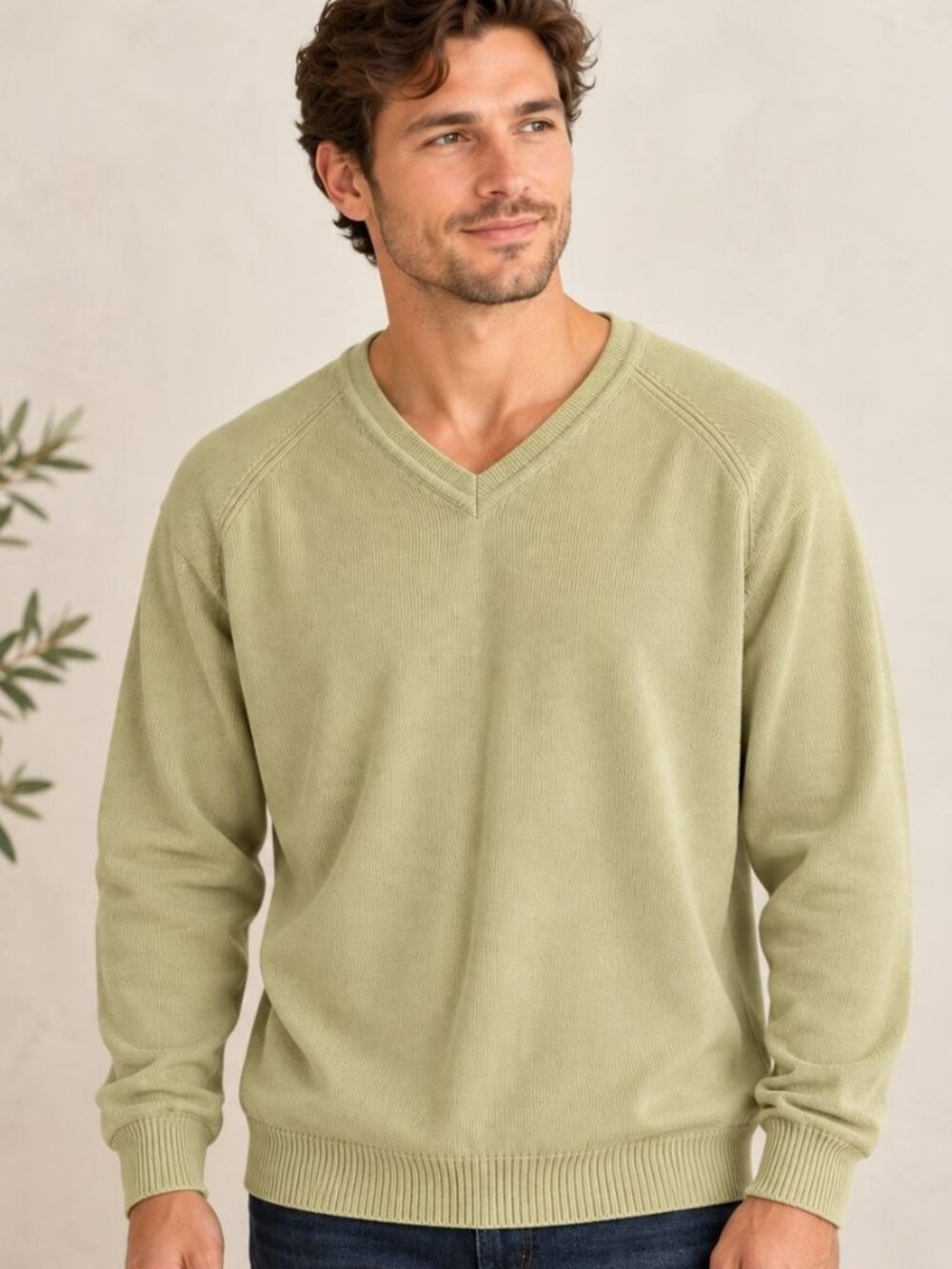 Tommy Bahama Knit Sweater Mens L Vtg V Neck Sage Golf Coastal Resort Pullover